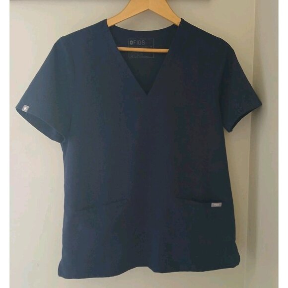Figs Casma Three Pocket Scrub Top Size Medium Blue Nurse Vet Tech V Neck - Picture 1 of 8